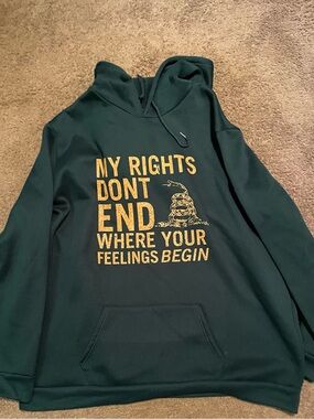 Dark Green Men's Graphic Hoodie with Gold Text